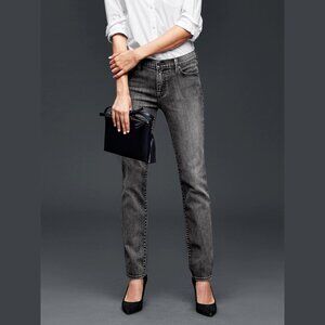 Gap 1969 Real Straight Midrise Washed Black Sz 33